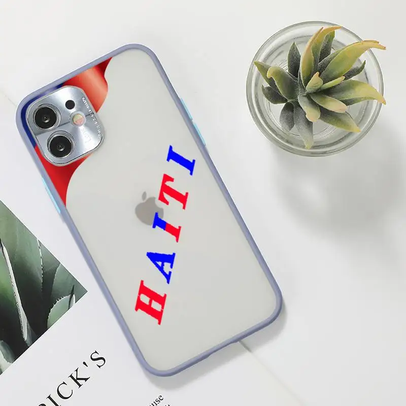 

Haitian Flag Phone Case For iPhone 12 11 Mini Pro XR XS Max 7 8 Plus X Matte transparent Gray Back Cover