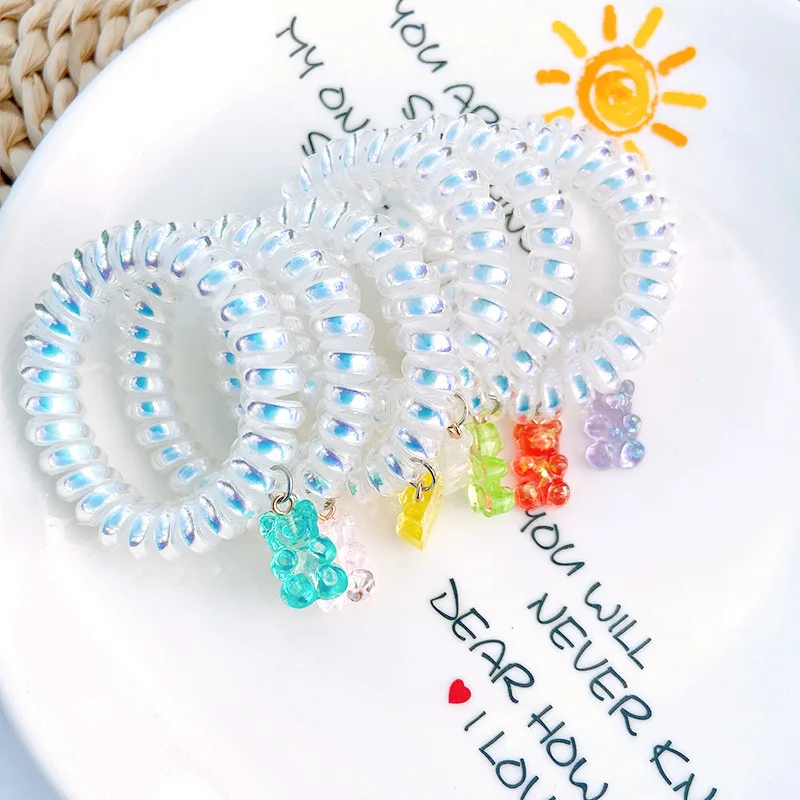 

Colorful Spiral Hair Ties Telephone Wire Line for Women Fashion Elastic Hair Bands Bear Scrunchies Hair Ring Hair Accessories