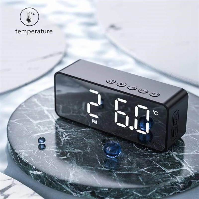 

Mini Wireless Bluetooth Speaker Dual Alarm Clock Portable Cannon Voice Broadcast the Card Instert Vehicular Audio System G-50