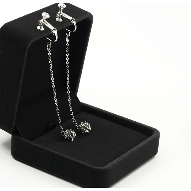 Женская Длинная цепочка с полыми шариками серьги клипсы без пирсинга роскошный