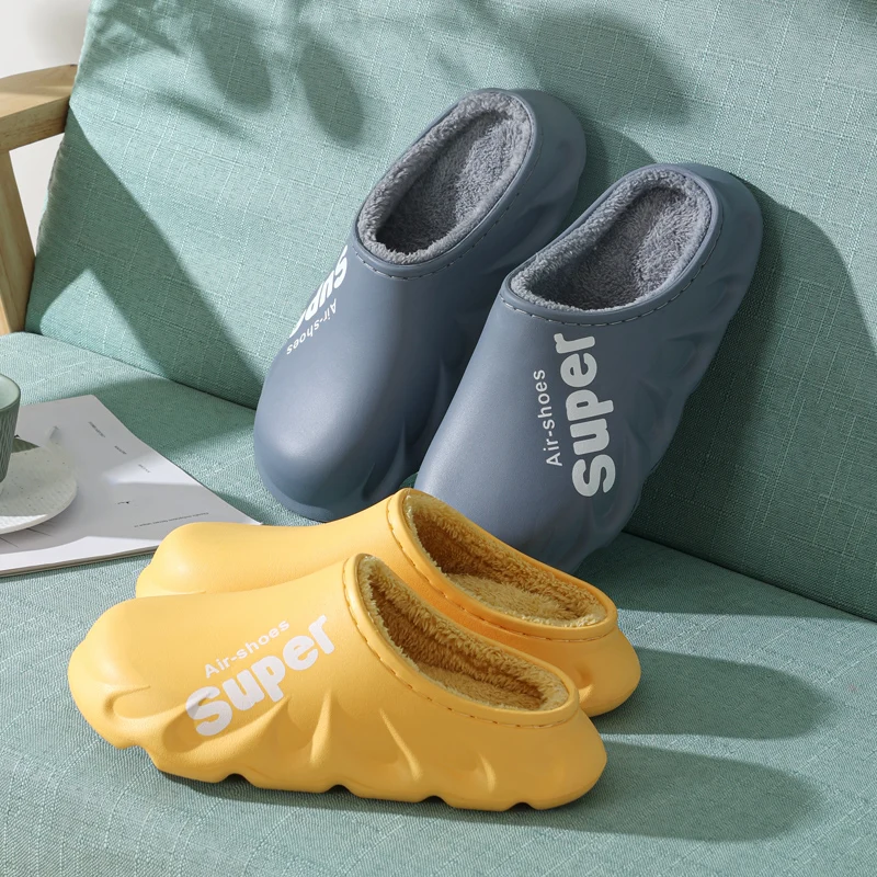 

2021 зимние теплые меховые тапочки, мужская обувь, водонепроницаемые женские тапочки, Нескользящие плюшевые хлопковые домашние и уличные тап...