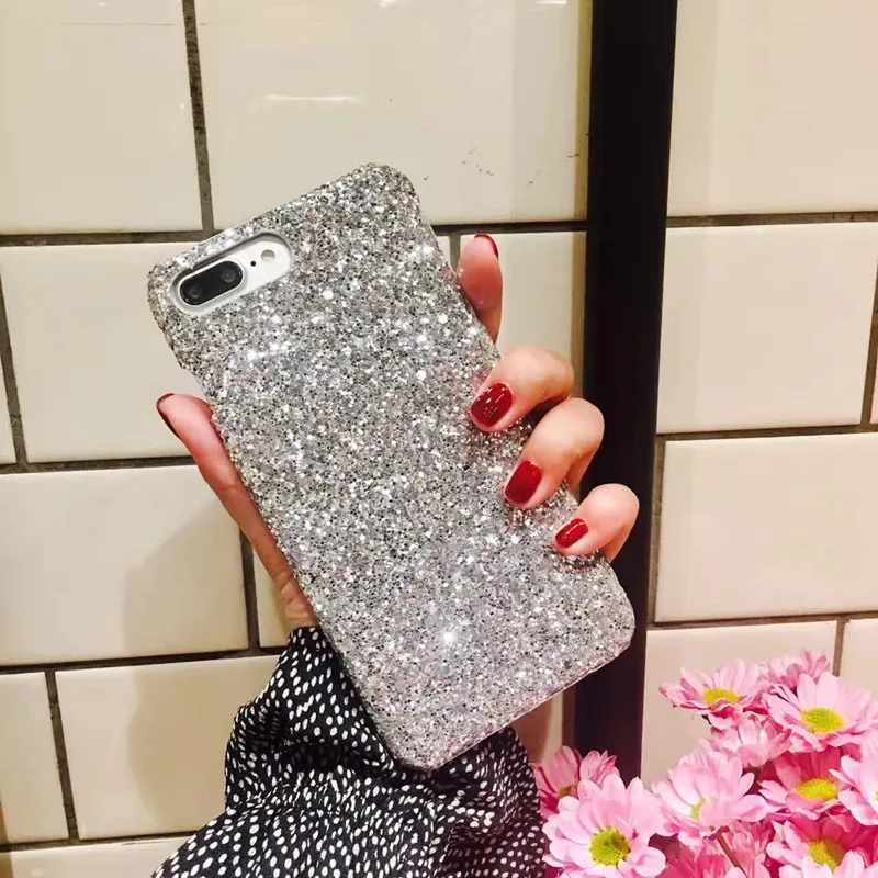 Роскошный чехол сверкающий с блестками для Iphone X XS MAX XR 8 Plus 7 флэш-порошок Жесткий
