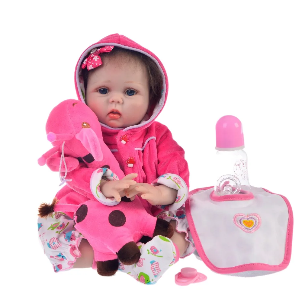 

KEIUMI New New Silicone Reborn Baby Dolls 22" 55 CM Lovely Baby Reborn Realisting Stuffed Doll Sets for Kids Birthday Surprise