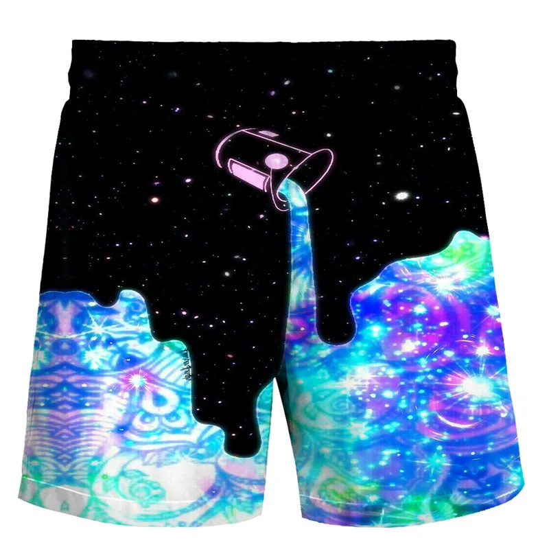 

The new 2021 beach pants milk 3 d printing leisure trend printed straight men's wear shorts in summer