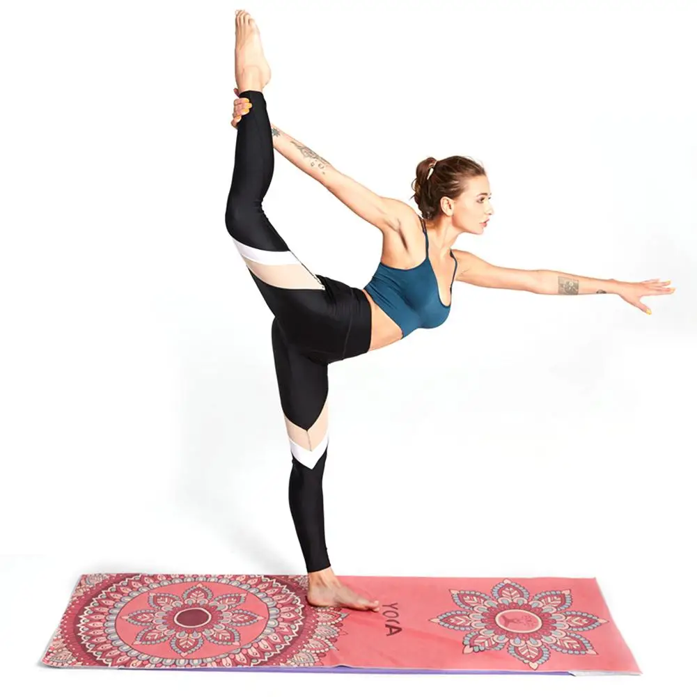 Коврики для йоги анти скольжения Одеяло мягкой микрофибры Пилатес двусторонняя