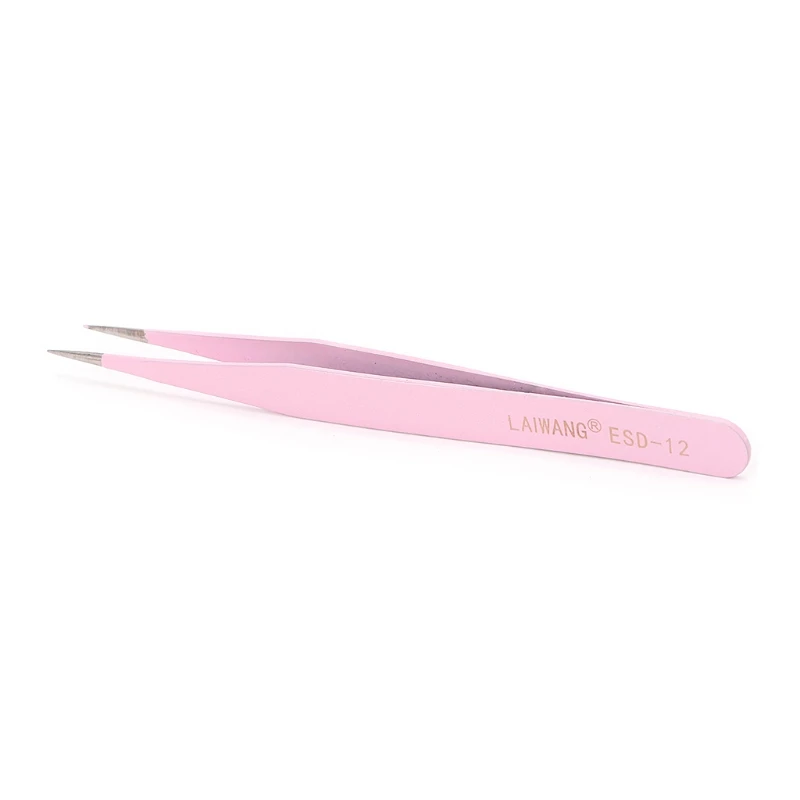 

2PC Pink Steel Straight + Bend Tweezer Nippers For Eyelash Extensions Nail Art