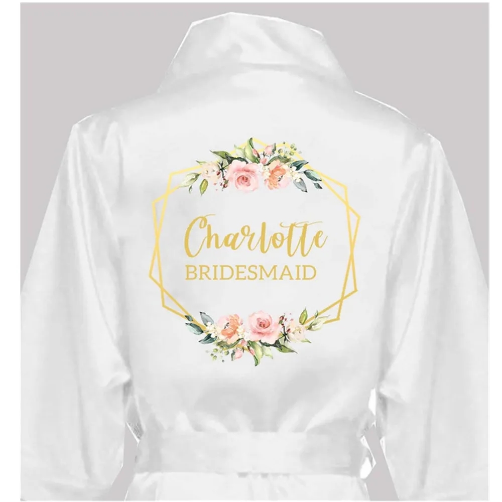 Индивидуальное Имя Свадебная вечеринка атласный шелковый халат кимоно для