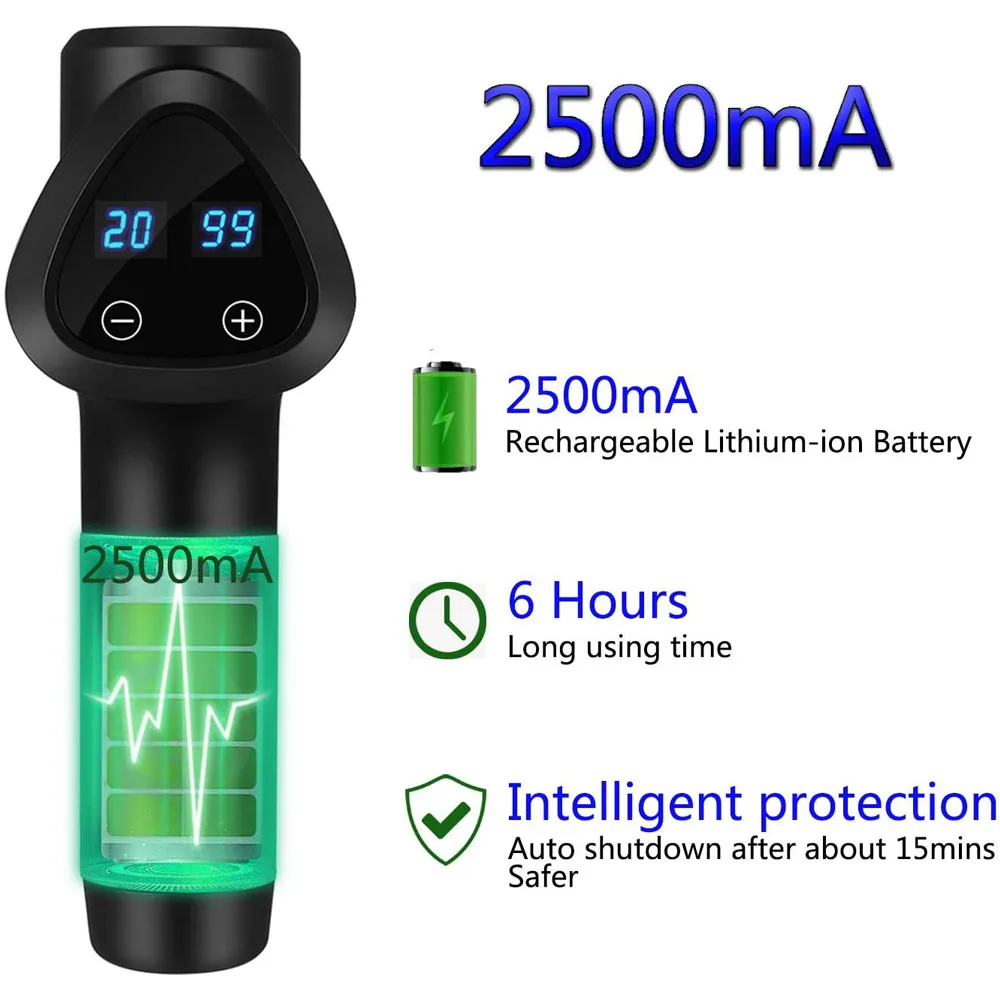 Массажный пистолет ручной массажер для глубоких мышц 20 скоростей регулируемый