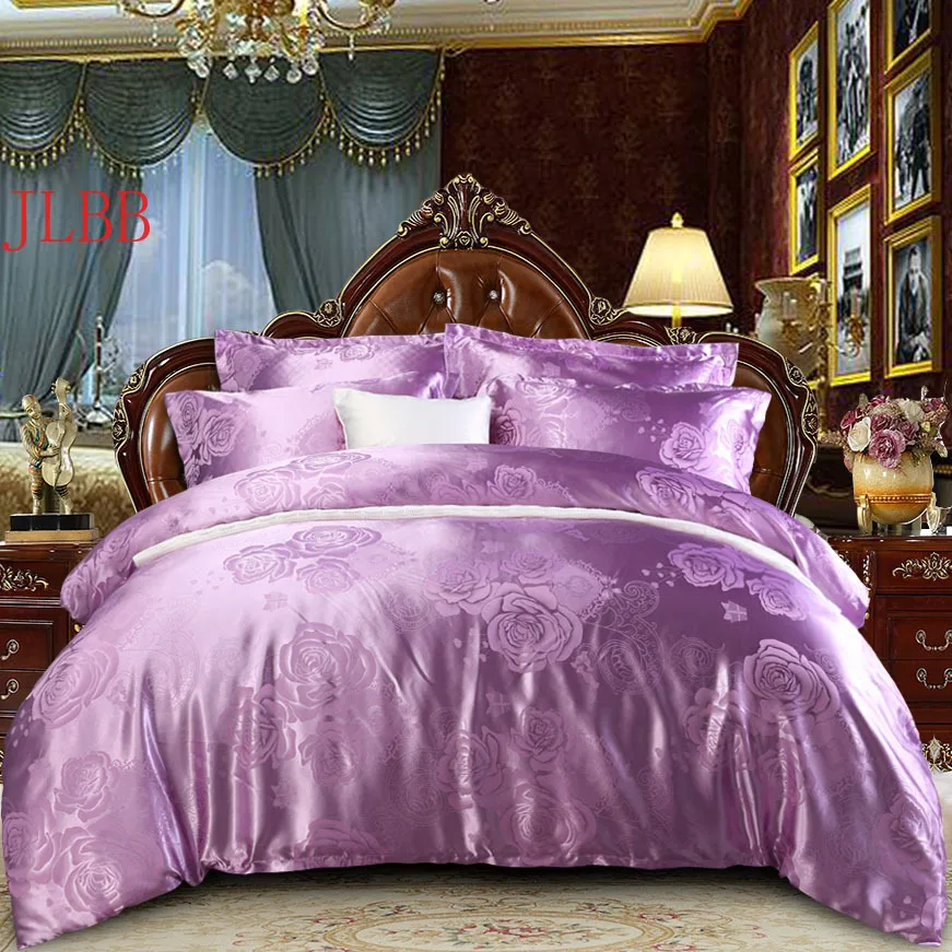 

2021 home bedding set Jacquard duvet cover set dark golden 4pcs/set bed linen luxurious bedclothes queen king size adult bed set