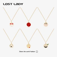 lost lady trendy cute feeling pendant necklaces statement gold color chain chocker necklaces for women party jewelry girl gifts