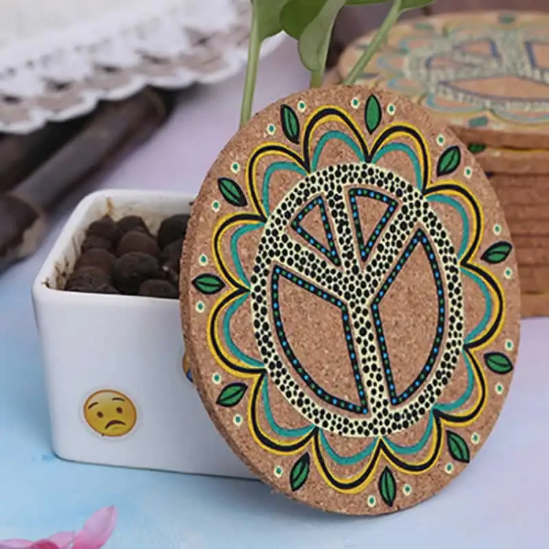 Натуральный пробковый круглый коврик под чашку подставки для напитков