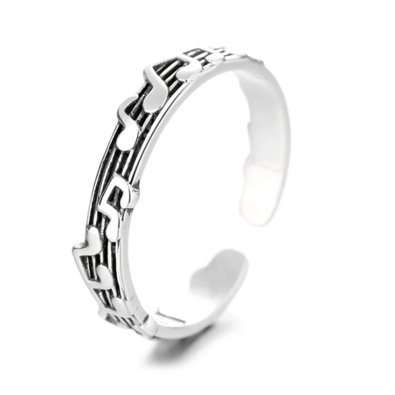 

Simple Retro Five-line Sheet Music Note Opening Adjustable Ring Men's Women's Holiday Gift Party Jewelry Wholesale
