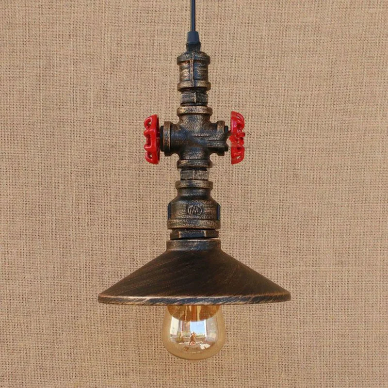 Vintage Retro de la tubería de agua colgante Led luces lámpara Loft Industrial óxido colgante lámpara de habitación Luz de Restaurante Casa Decoración