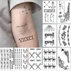 Водостойкая временная татуировка-наклейка с маленькими римскими цифрами, огненная флэш-тату, якорь на запястье, искусственная татуировка для боди-арта для женщин и мужчин