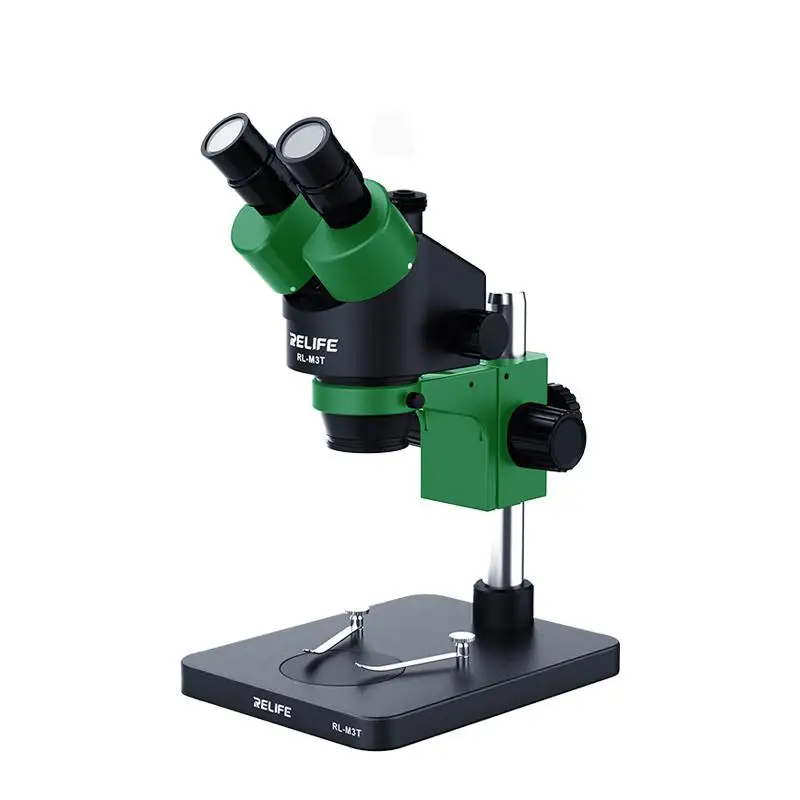 

RELIFE RL-M3T-B1 Trinocular Stereo Microscope 7X-45X Zoom Matched With HDMI Camera LED Light for Mobile Repair Microscope