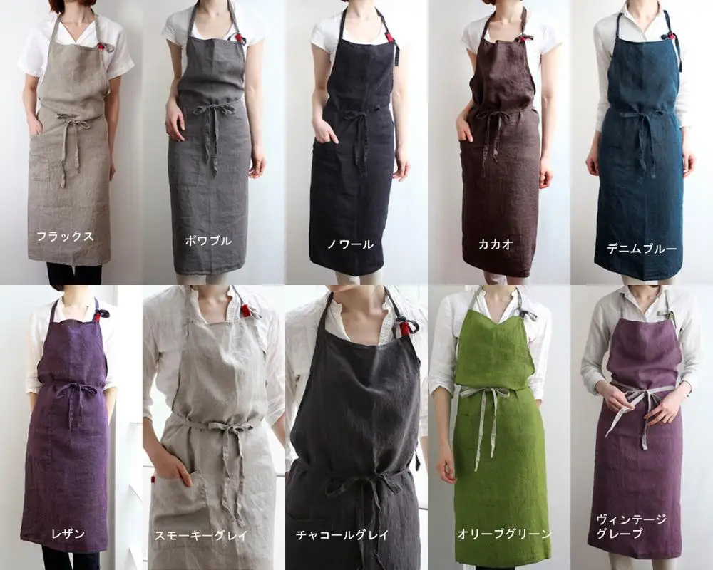 Бавер Премиум мода ручной работы японский Стиль передник из льняной ткани с