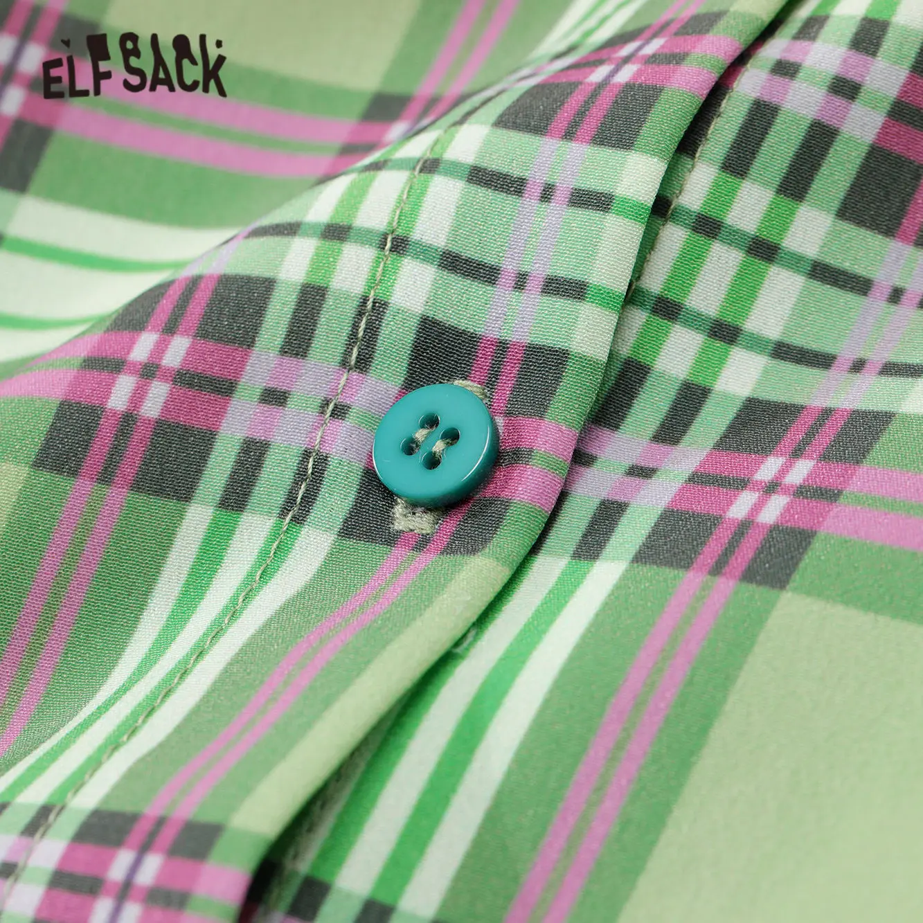 Женская винтажная блузка ELFSACK фиолетовая клетчатая Повседневная Блузка с