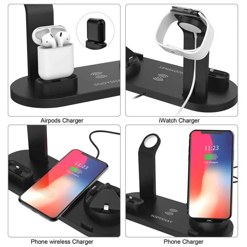 4 в 1 беспроводное зарядное устройство для IPhone X 11 MAX Samsung HuaWei|Подставки и держатели|