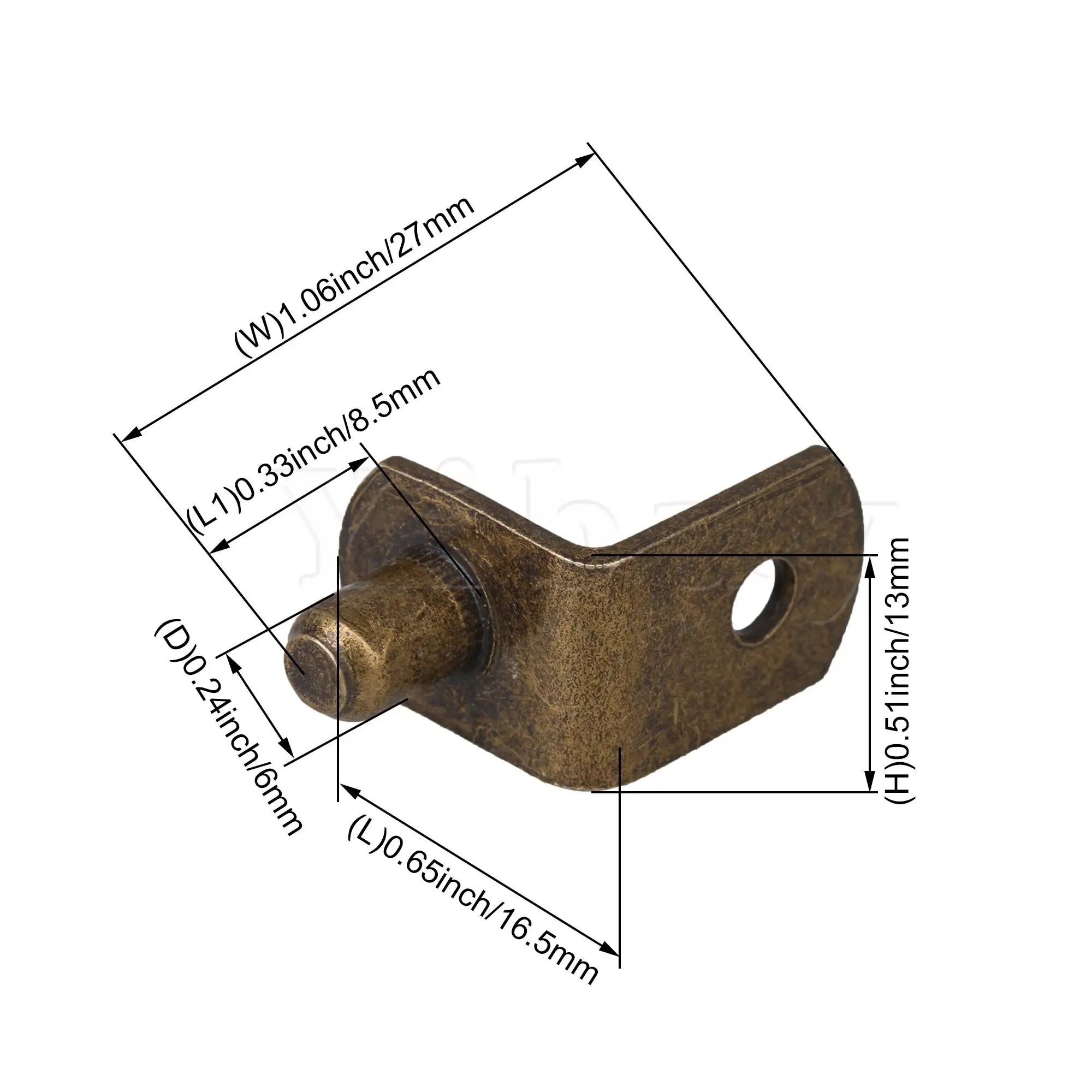 

50PCS Door Support Pegs Bracket L-Shaped 6x8.5mm with Hole for Cabinet