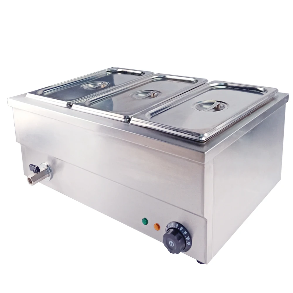 Нержавеющая сталь еда Bain Marie Коммерческая буфет изоляция глубокая суповая плита подогреватель пищи машина для кухонного прибора