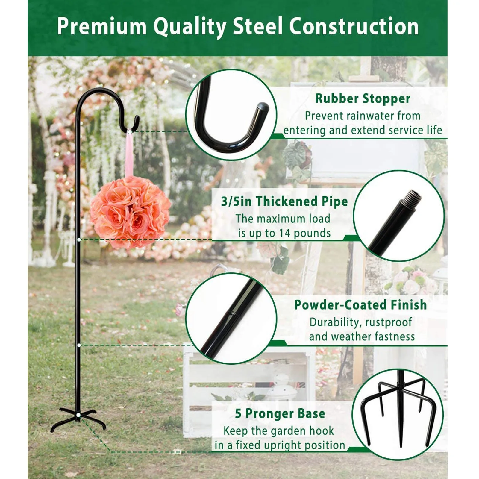 

Wrought Iron Garden Lamp Hook, Rust-Proof Ground Rod, Iron Hook ground rod Plant Stand Lantern Stake Holder Hanger 2021 new top