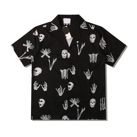 Мужская рубашка-поло с изображением скелета темной иконы, летняя винтажная уличная Мужская рубашка, Мужская блузка