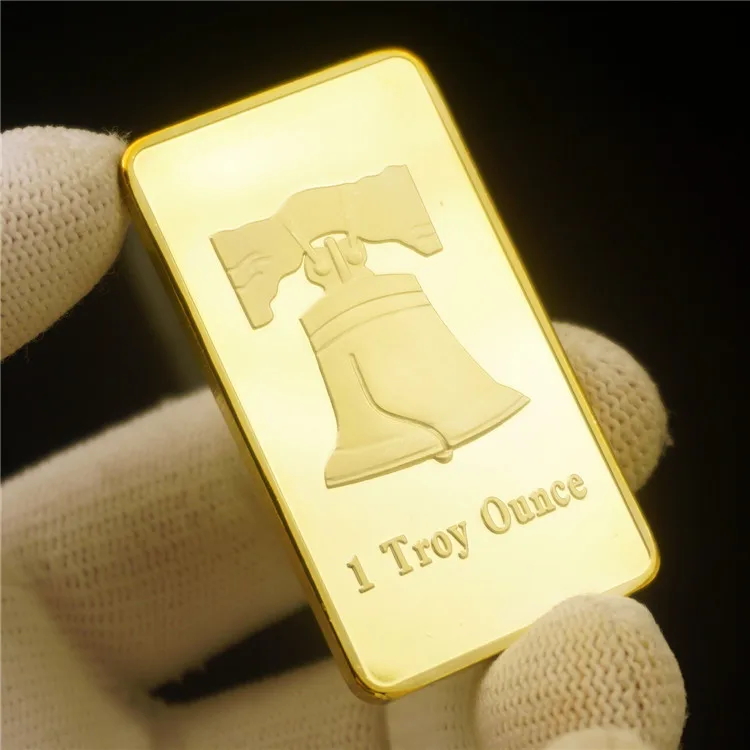 American Liberty Bell Gold Medal Commemorative Coin One Troy Ounce 999/1000 Fine Replica Square Bar | Дом и сад