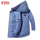 Зимние мужские пуховики, 90% белый утиный пух, с капюшоном, пальто средней длины, верхняя одежда, толстый теплый пуховик, ветровка, M-3XL, chaquetas hombre