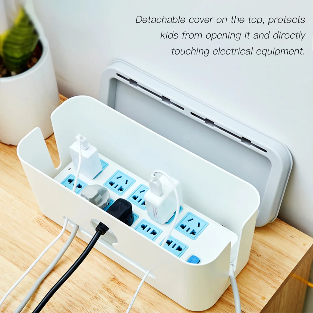 Table Top Socket Storage Box Power Strip Fixed Take-Up Cord Data Cable Finishing Case | Дом и сад