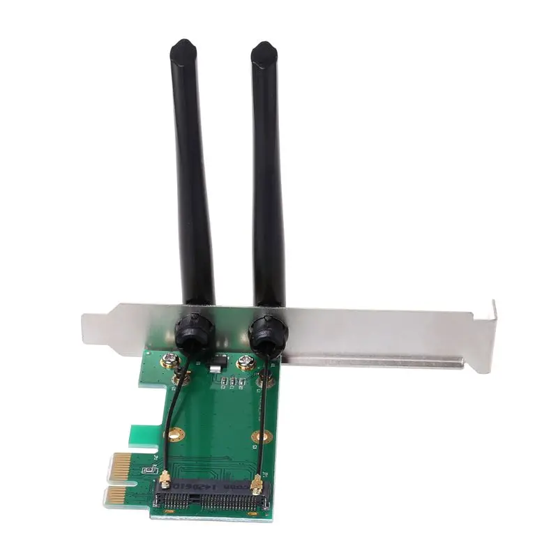 Фото 2022 Новая беспроводная карта Wi-Fi Mini PCI-E Express к PCI-E адаптеру, 2 антенны, Внешний ПК №1