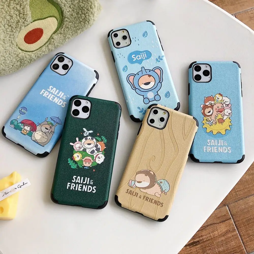 Saiji и друзья чехол для телефона iPhone X XS 11Pro Max 6 6s 7 8 Plus MatteGrinding песок мягкий IMD