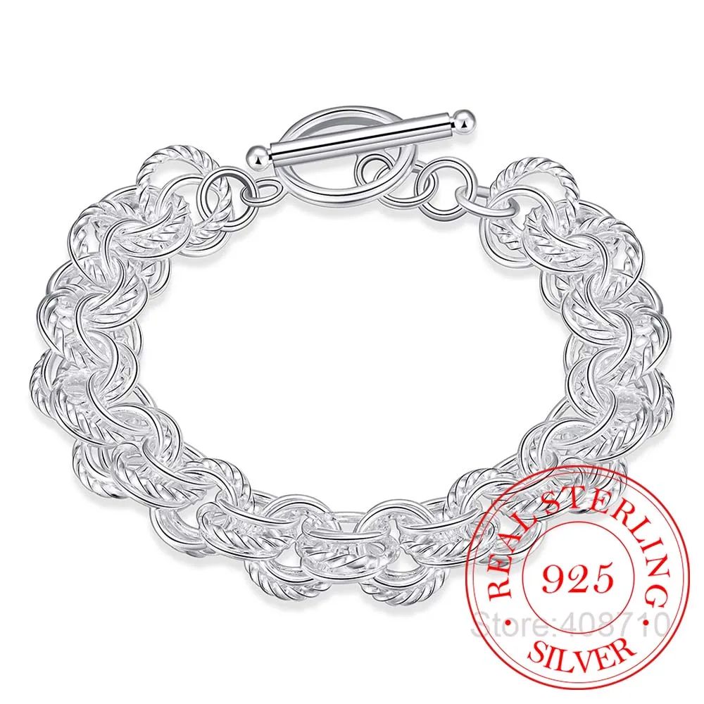 Элегантный 925 стерлингового серебра браслеты и для женщин ювелирные изделия