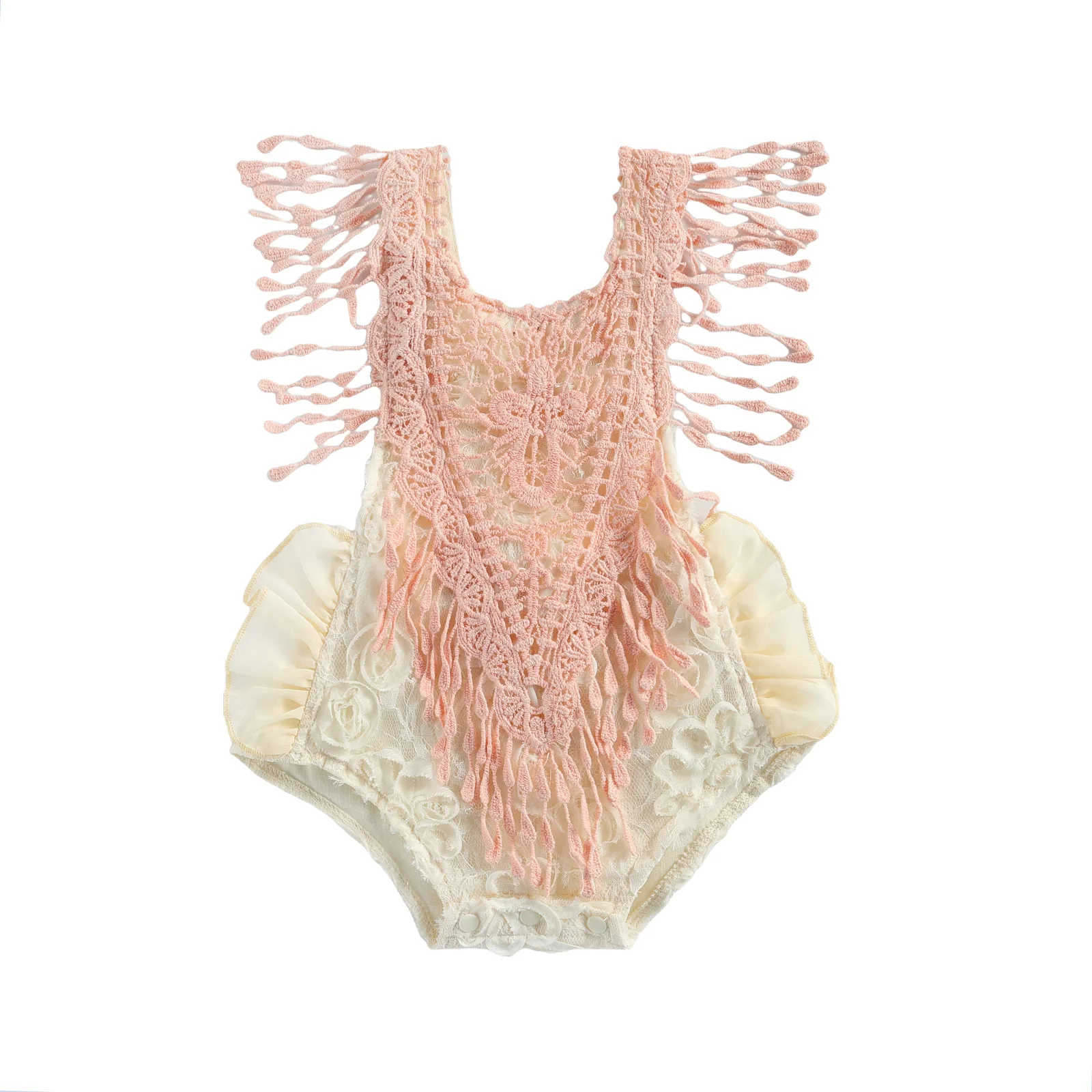 

Infant Baby Girls Fly Sleeve Solid Cotton Lace Outfits Rompers Playsuits Newborn Girls Jumpsuits Toddler Baby Sunsuits 0-24M