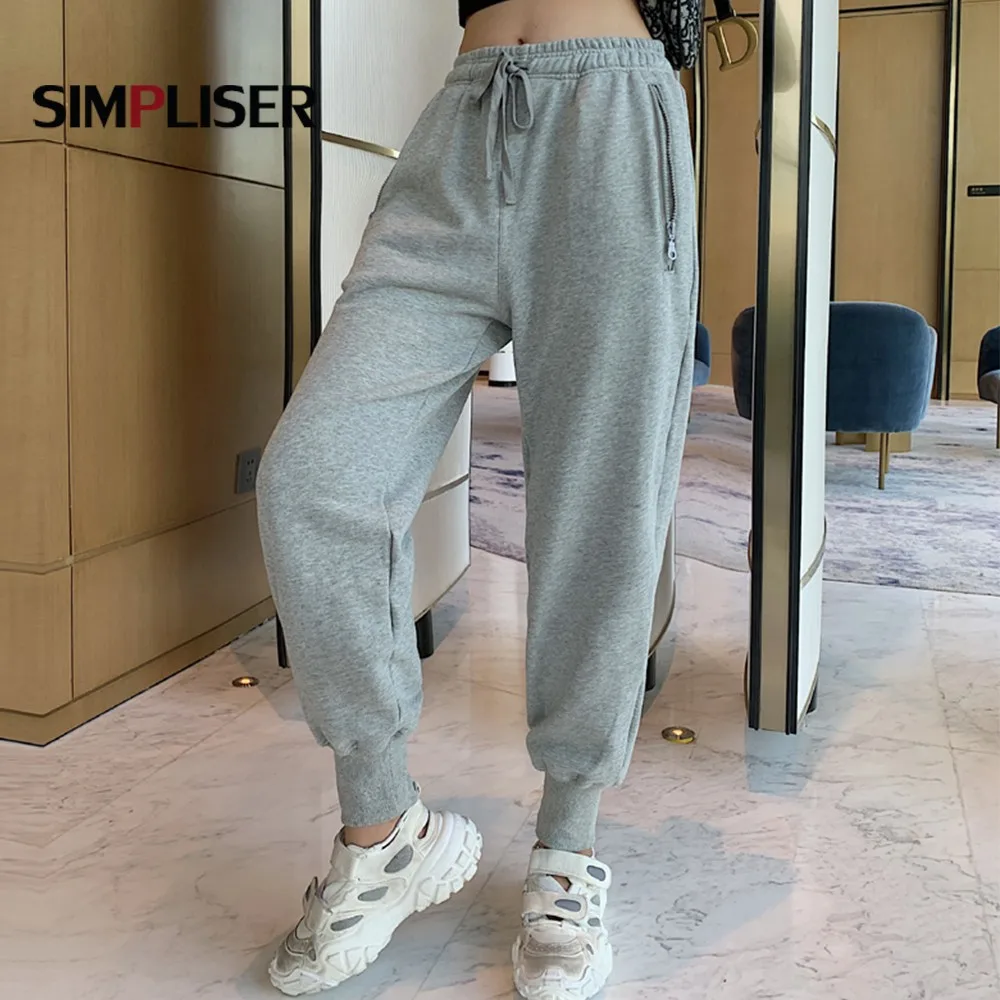 Женские спортивные штаны повседневные свободные Дамские Брюки с кулиской серые