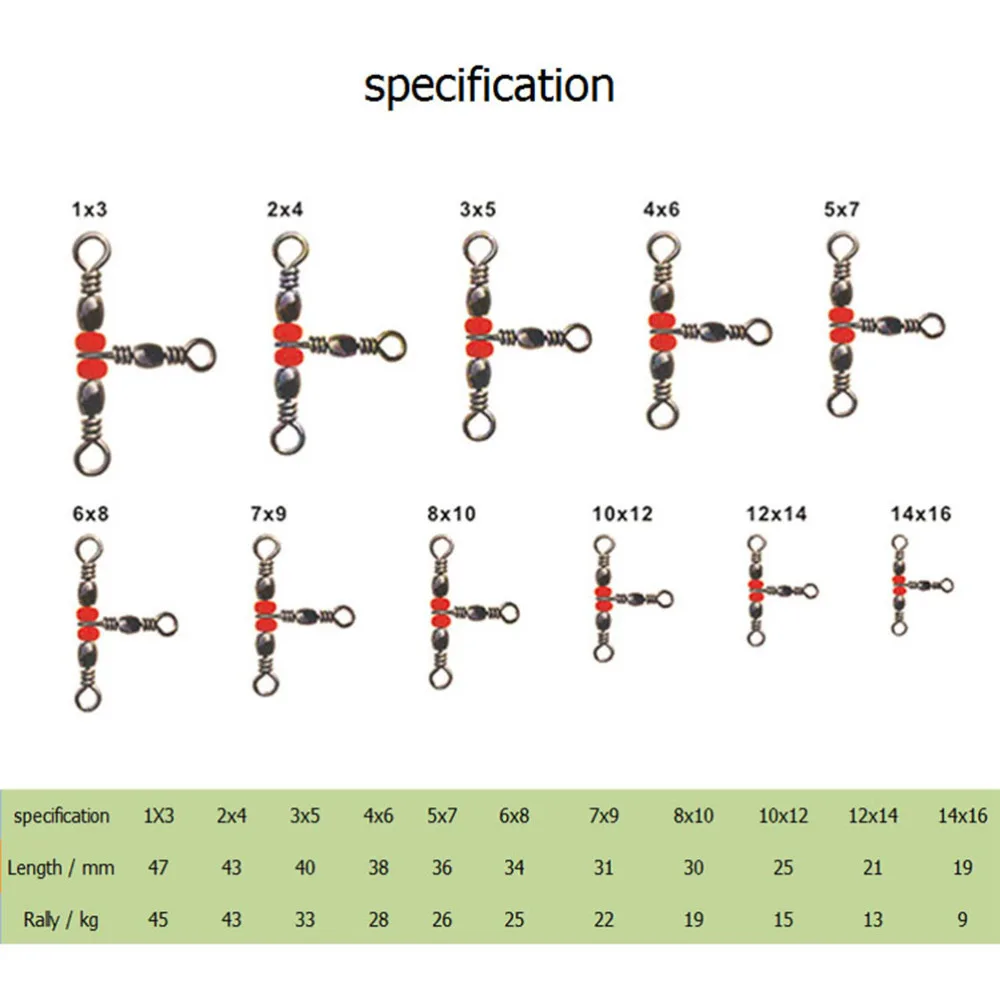 

50pcs 3-way Fishing Triple Swivels Fishing Tackle - Size 3*5