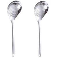 2pcs multi functional hot pot skimmer spoon stainless steel mesh food strainer for skimming grease and foam kitchen tool