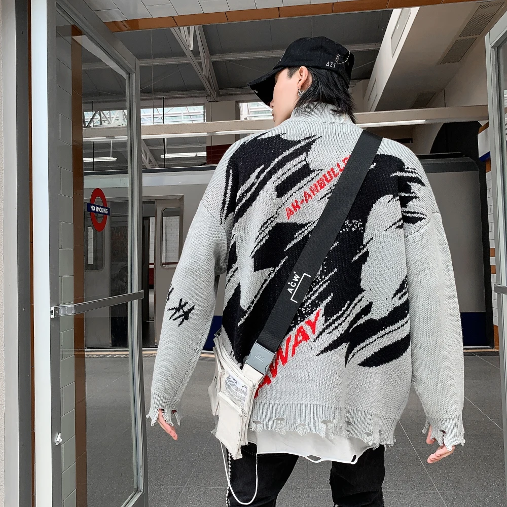 Оригинальный мужской свитер в стиле Хай стрит стиль хип хоп оригинальный с