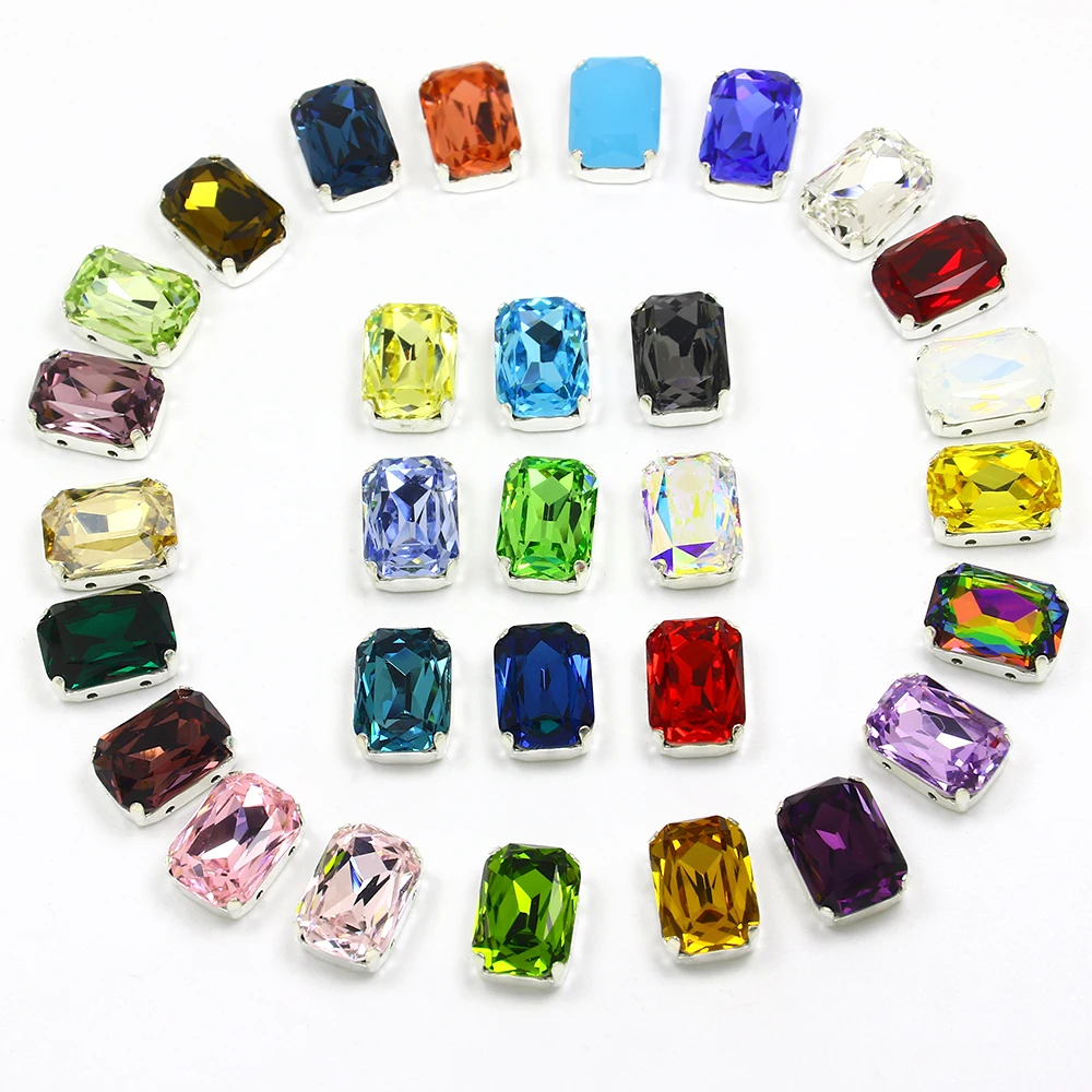 10*14 мм прямоугольные кристаллы К9 для пришивания Стразы свободные камни плоские с
