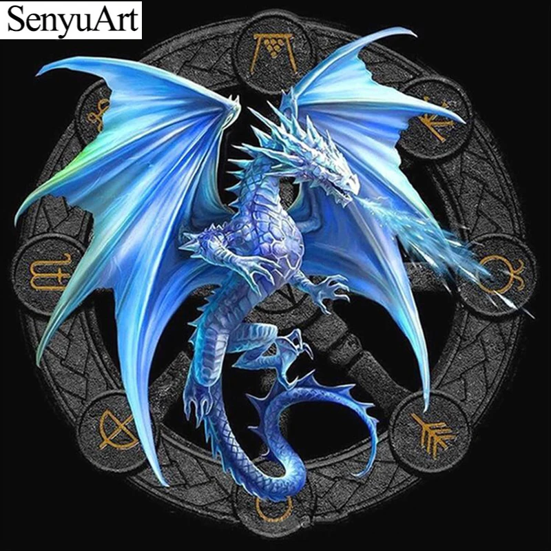 

SenyuArt Full Drill 5D Diamond Embroidery Display Dragon Animal Diamond Painting Round Cross Stitch Kits Crafts Home Decor Gift