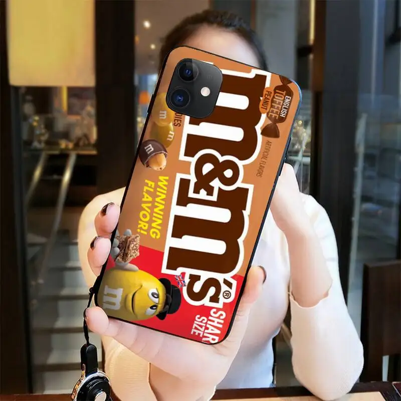 Коробка конфет M &amp M's Черная мягкая крышка чехол для телефона iPhone 11 pro XS MAX 8 7 6 6S