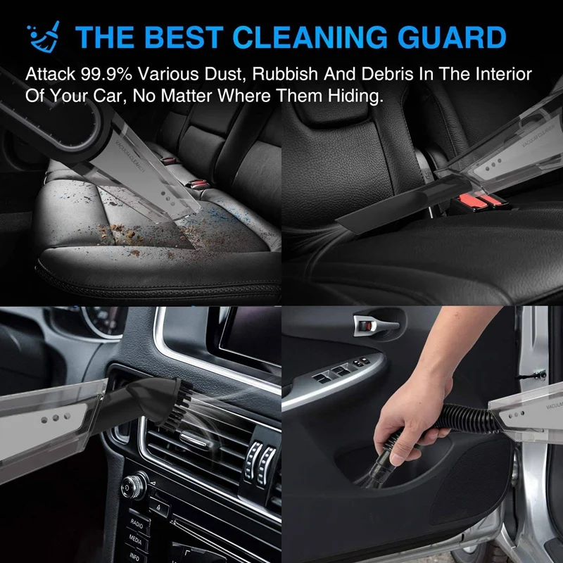 

Handheld Vacuums Car Vacuums Cleaner with Searchlight Tire Pressure Gauge Car Inflator 120W 6500Pa for Wet Dry for Car