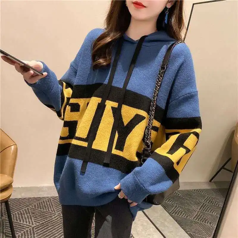 

Loose lazy wind pullover sweater women 20 years new autumn fashion Korean students hooded knitted sweater women's coat