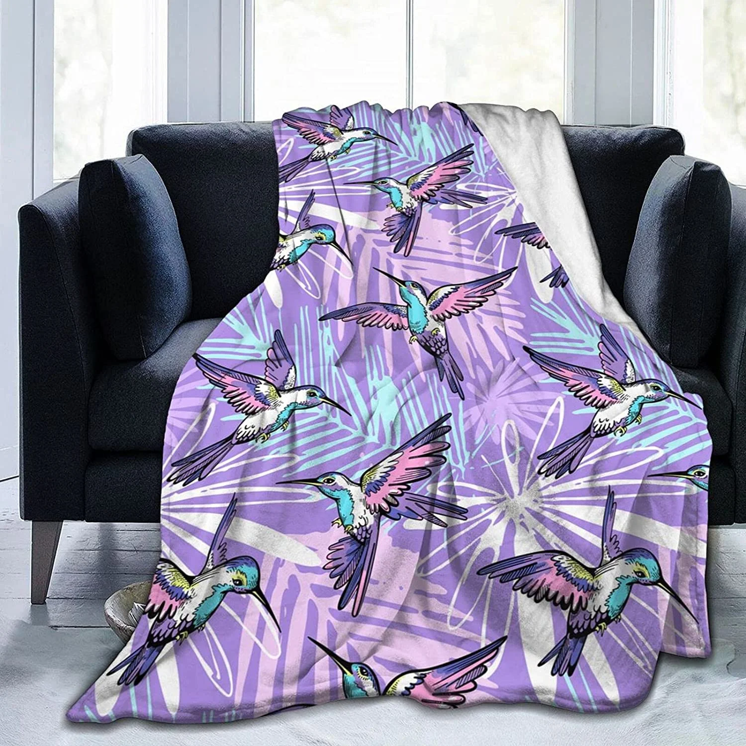 

Hummingbirds Fleece Flannel Throw Blankets for Couch Bed Sofa Car,Cozy Soft Blanket Throw Queen King Full Size for Adults