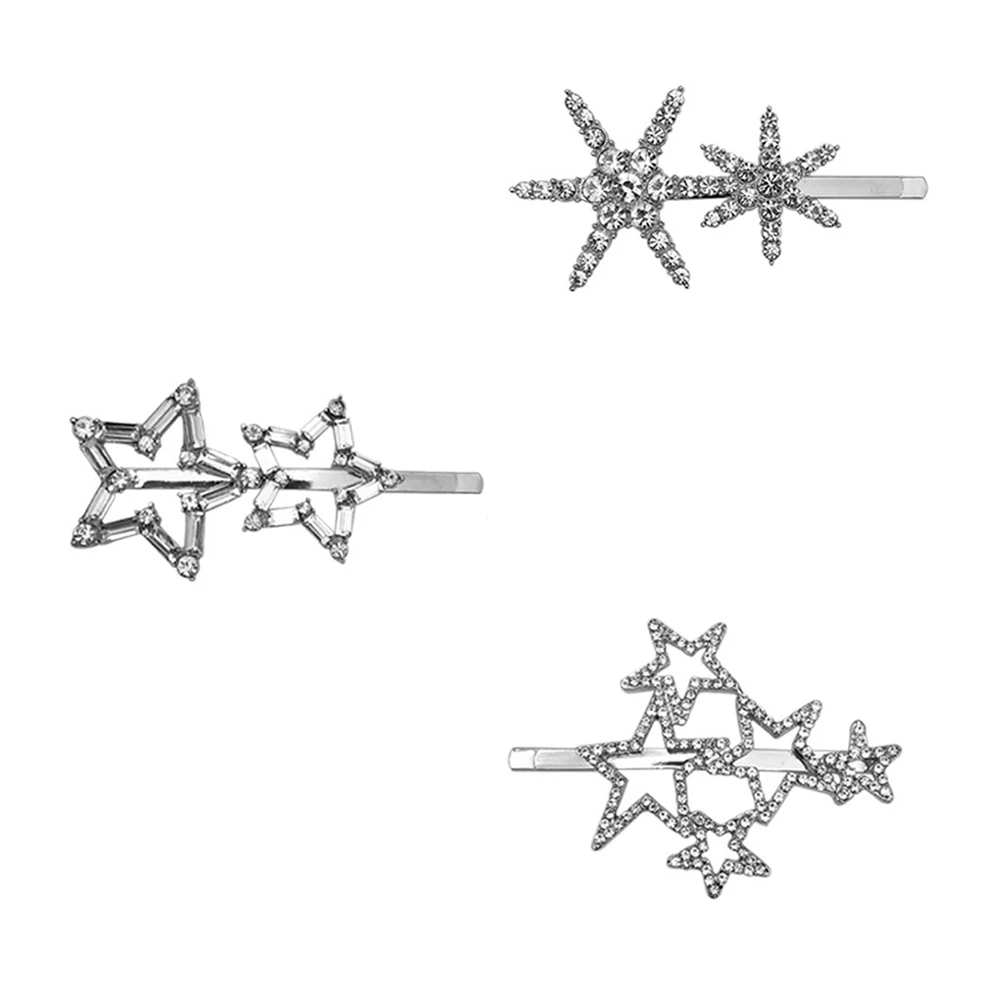 

AOWOFS Girl Hairgrip Hair Clip Hairpin Hair Accessories Hexagonal Five-pointed Star Snowflake Character Folder Women Sweet