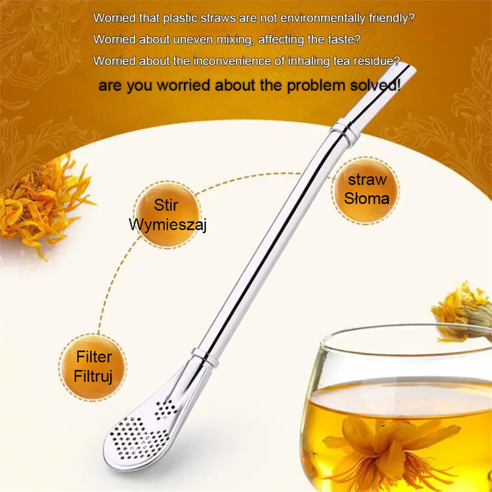 Лидер продаж 1 шт. соломинка для питья из нержавеющей стали Yerba Mate тыква ложки