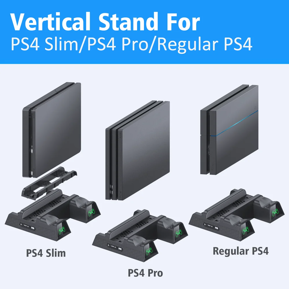 ДОБЕ PS4/PS4 Slim/PS4 Pro Вентилятор Cooler Многофункциональный вертикальной охлаждающая