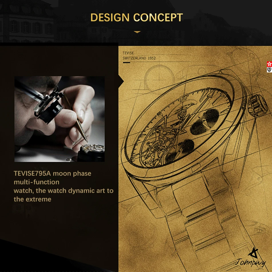 Часы TEVISE Мужские механические классические модные светящиеся с механизмом