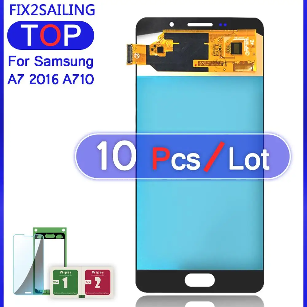 ЖК дисплей Super AMOLED для Samsung Galaxy A7 2016 A710 A7100 A710F A710M 10 шт. 100% протестированный рабочий