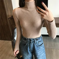 2020 autumn winter thick sweater women knitted ribbed pullover sweater long sleeve turtleneck slim jumper soft warm pull femme