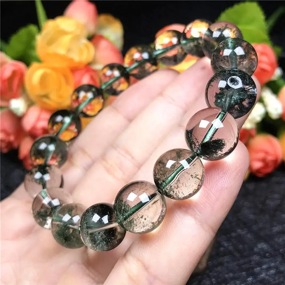 

12mm Top Natural Green Phantom Quartz Bracelet For Women Men Healing Gift Crystal Round Beads Gemstone Strands Jewelry AAAAA